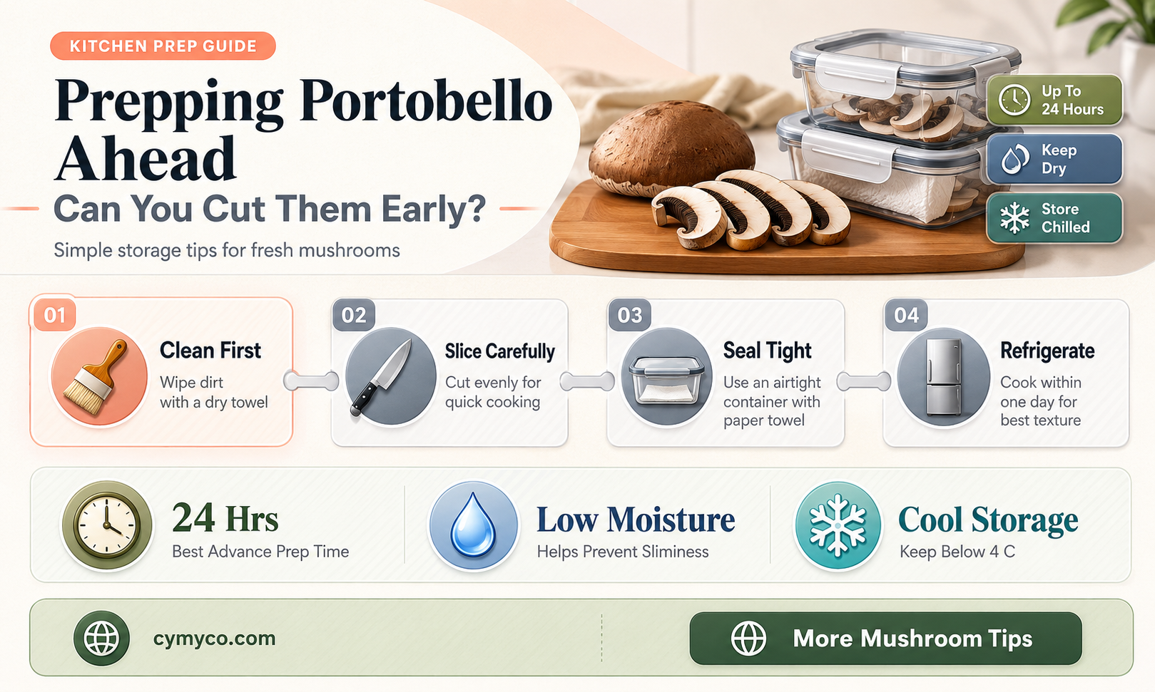 can you cut portobello mushrooms in advance