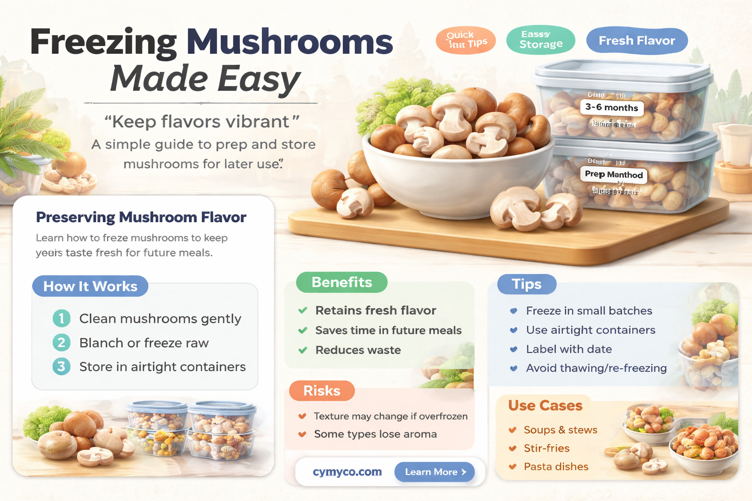 how do you freeze mushrooms for later use
