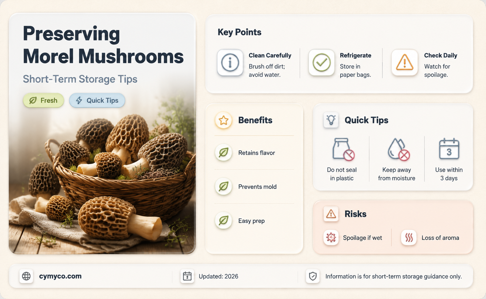 how to store morels for a few days