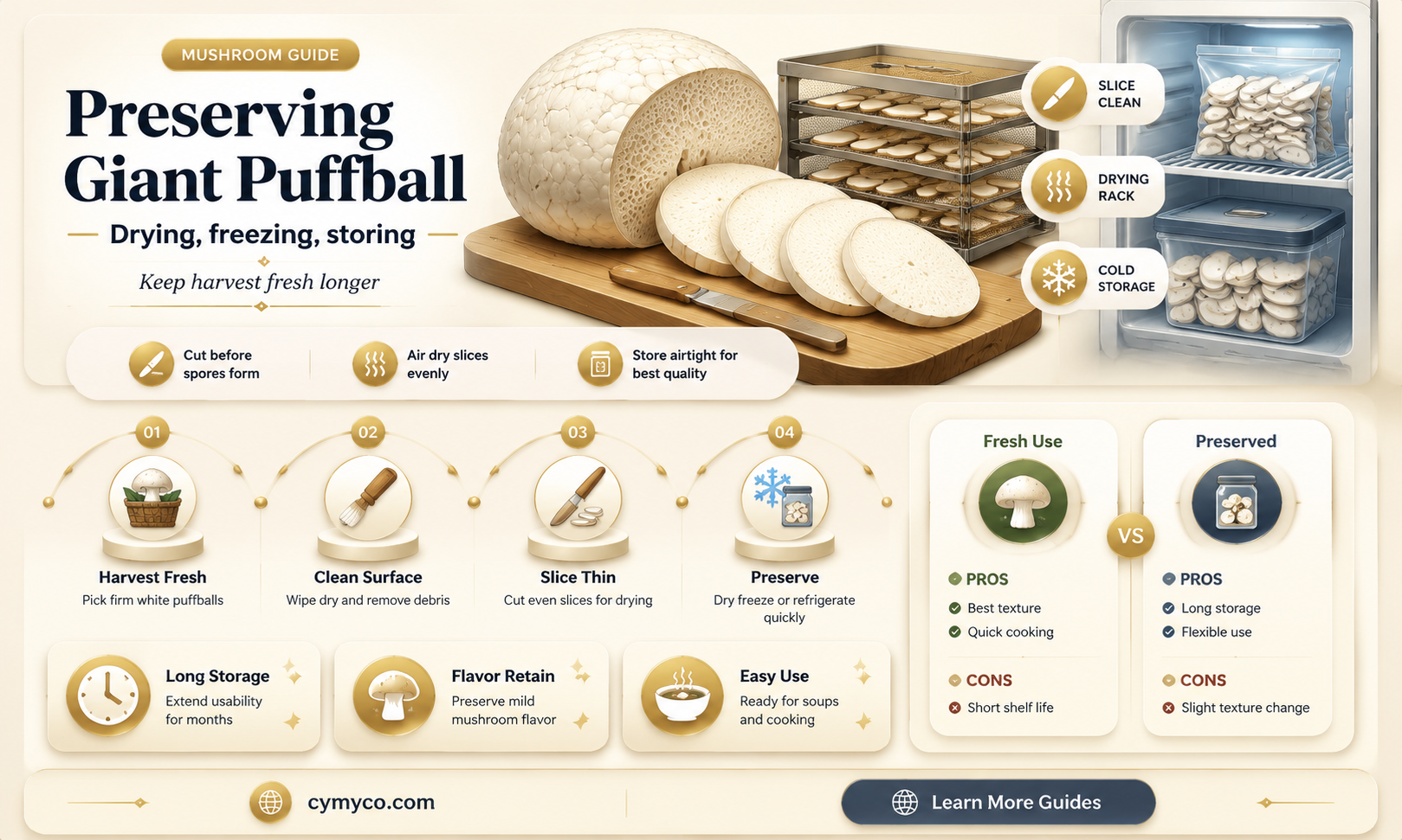 how to preserve a giant puffball mushroom for later use