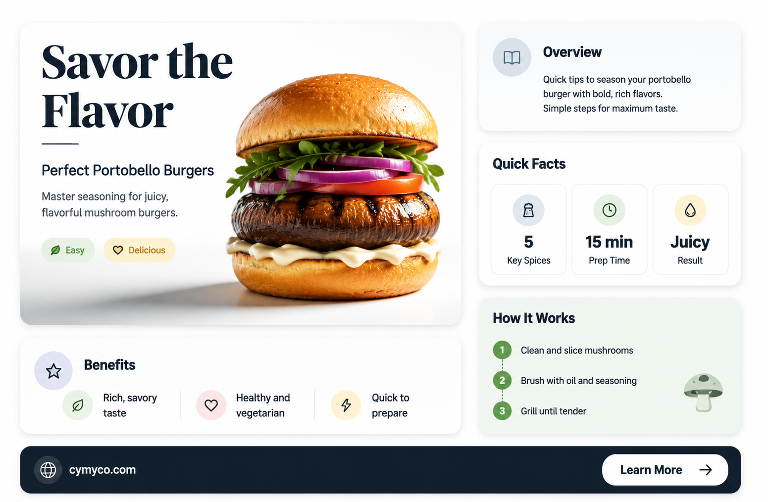 how to season portobello mushroom burger