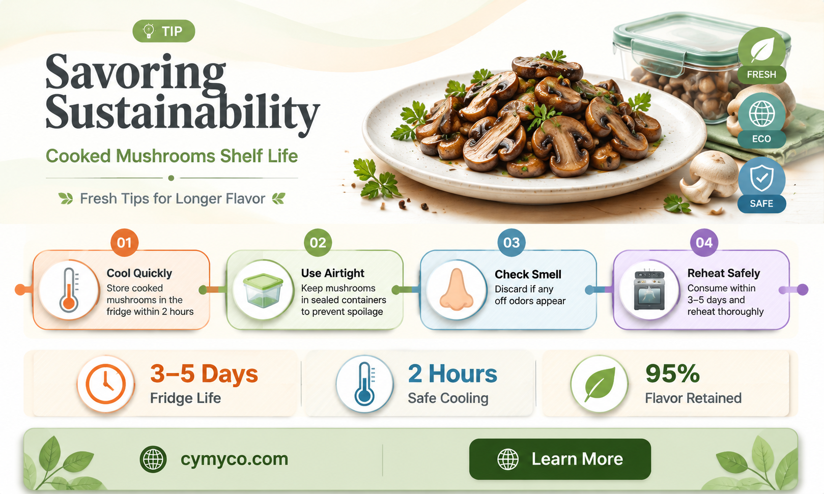how long to cooked mushrooms last