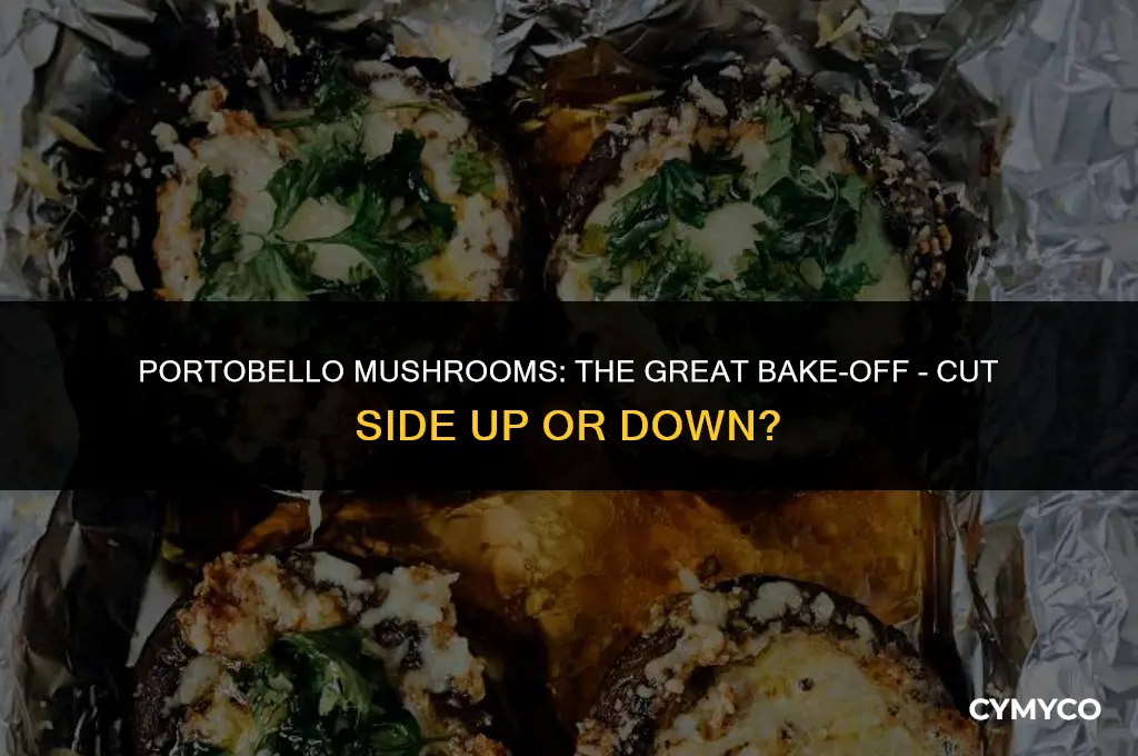should portobello mushrooms be baked cut side up or down
