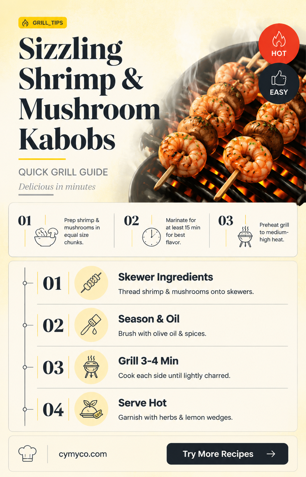 how long to cook shrimp mushroom kabob