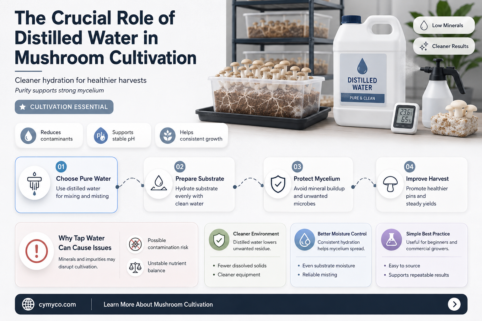 how important is it to use distilled water for mushrooms