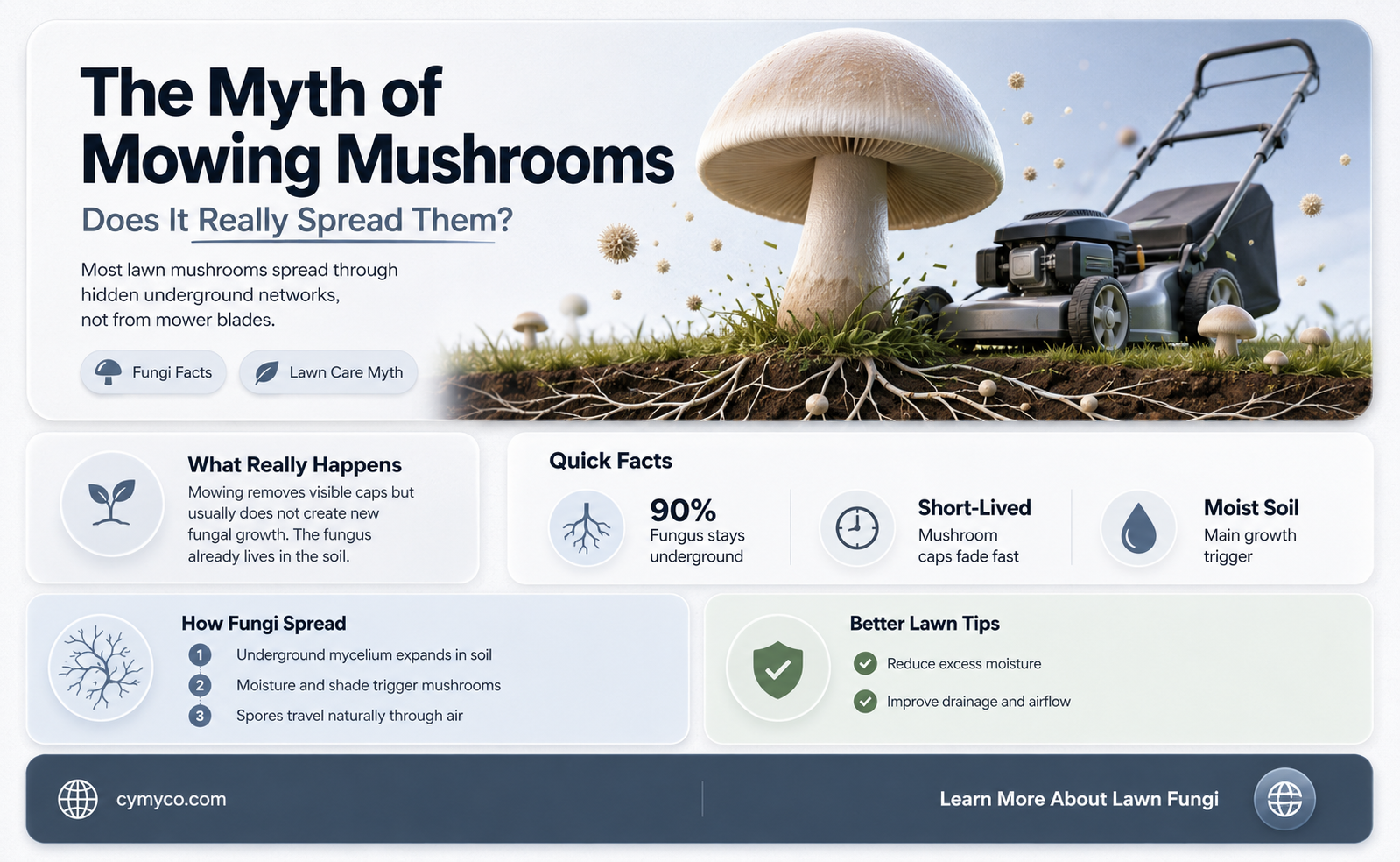 does mowing mushrooms spread them