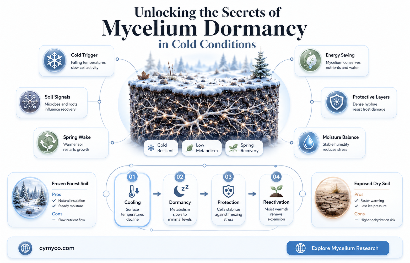 can mycelium lay dormant in cold