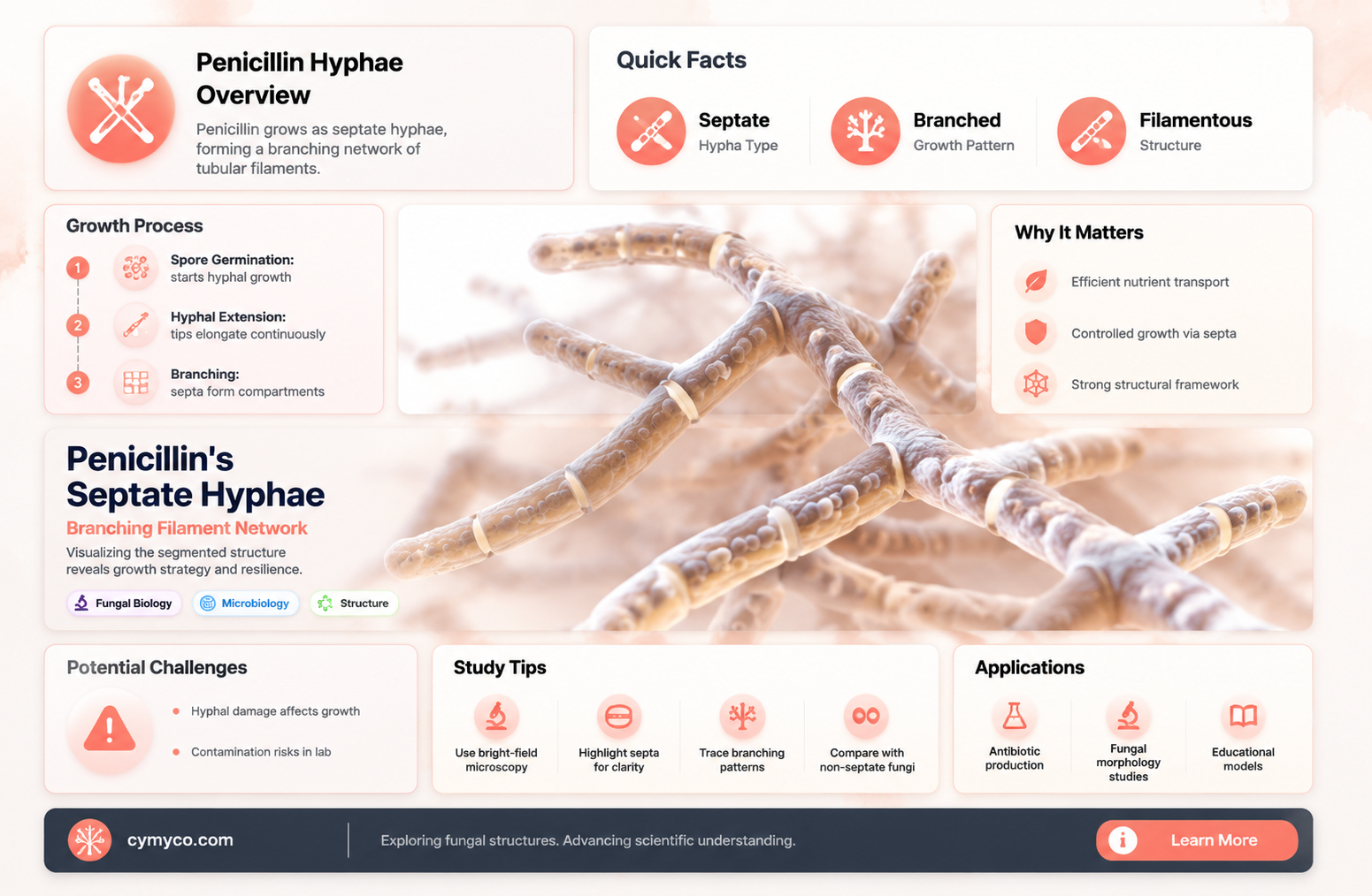 how are penicillin septate hyphae