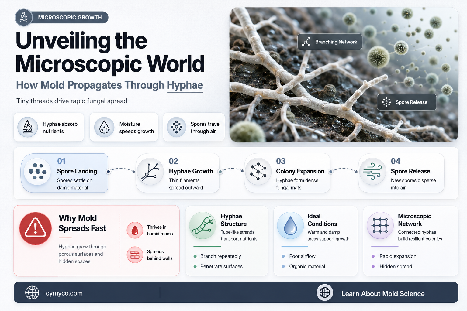 how does mold grow hypha