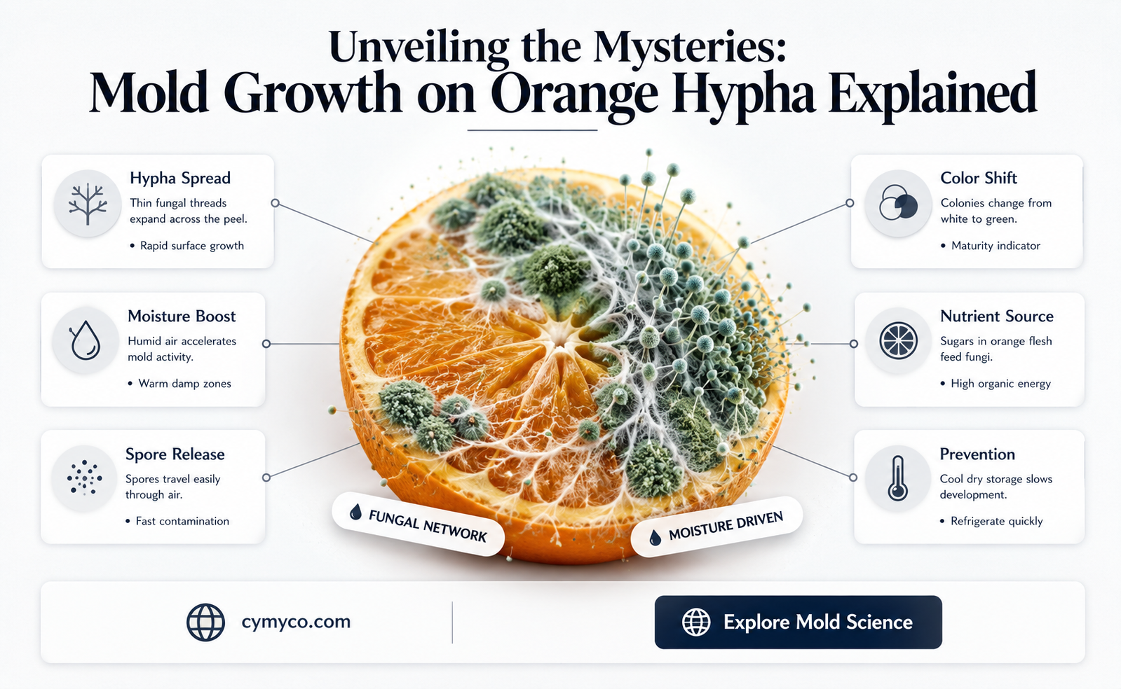 how does mold grow on orange hypha