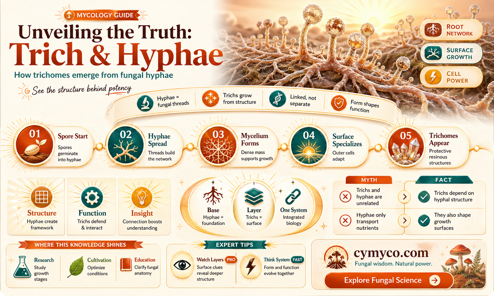 does trich show up with hyphae